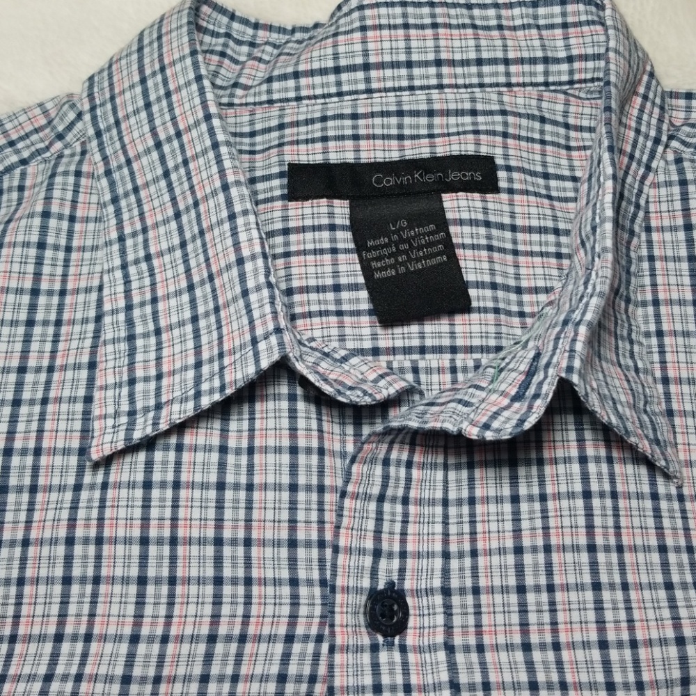 Mens Short Sleeve Calvin Klein Button Down - Large